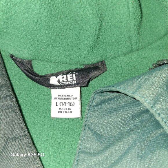REI Co-Op Child Insulated Hooded Jacket L Nylon Polyester Green & Gray - Picture 5 of 10